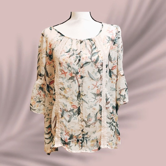 LC Lauren Conrad Tops - Sheer Floral Top